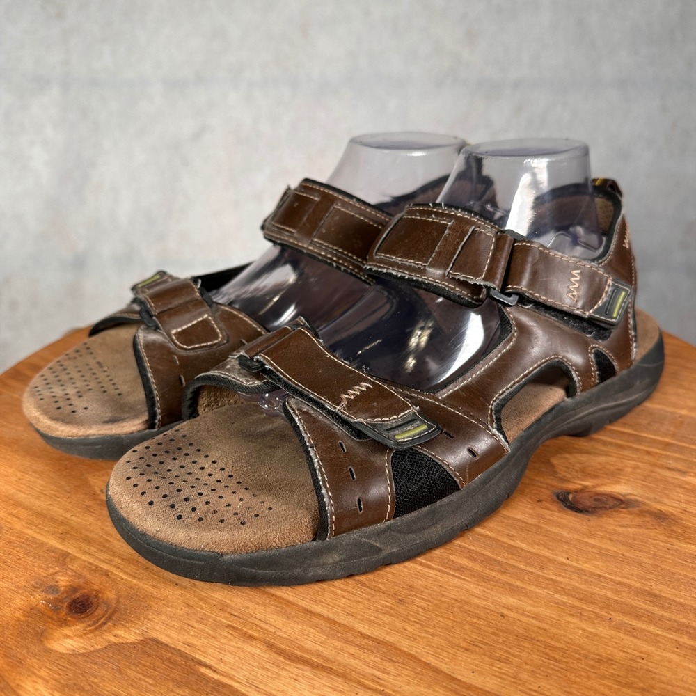 St. John's Bay Llewellyn Sandals Mens 11 Brown Good Memory Foam Strappy Sport
